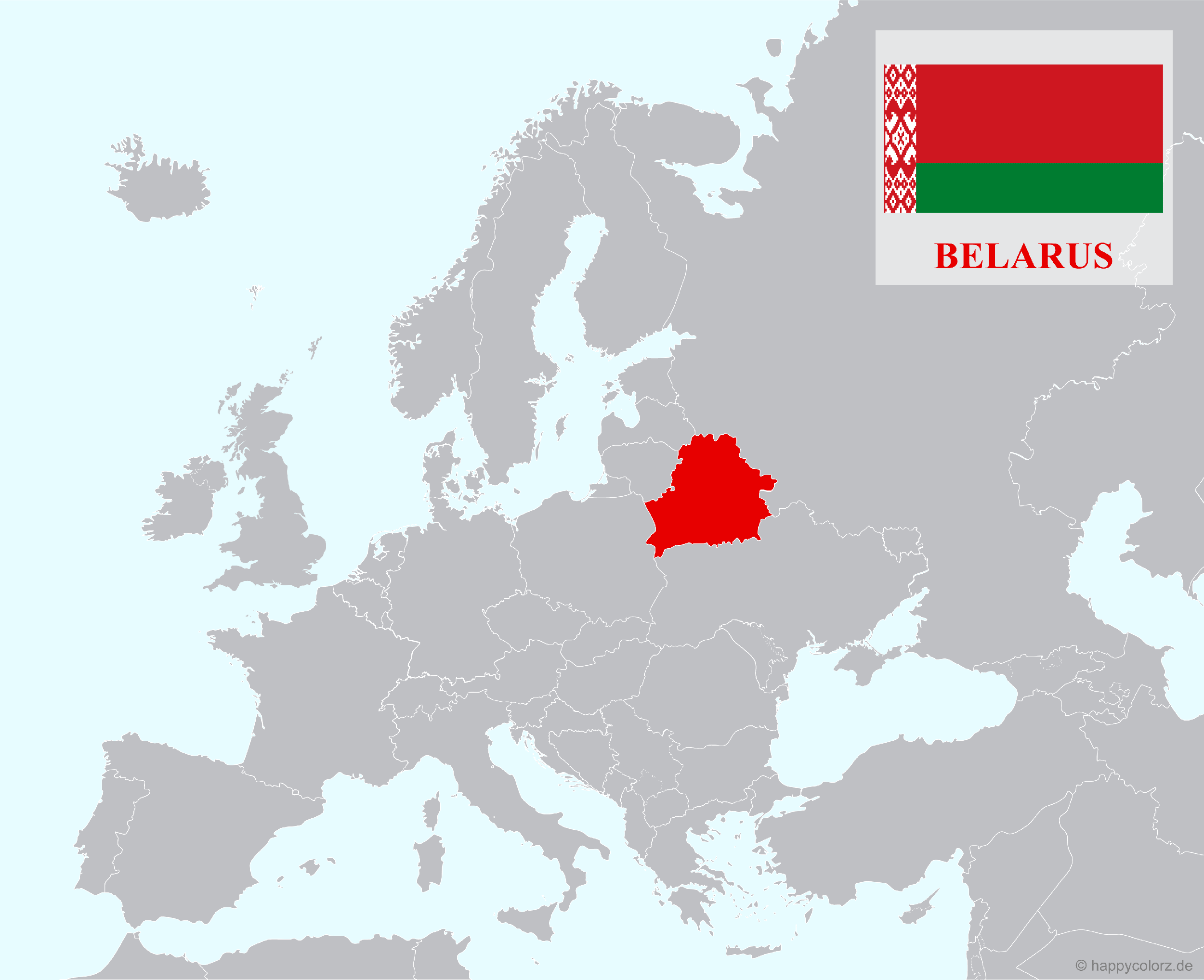 Europakarte mit Belarus als hervorgehobenes Land Europakarte mit Belarus als hervorgehobenes Land