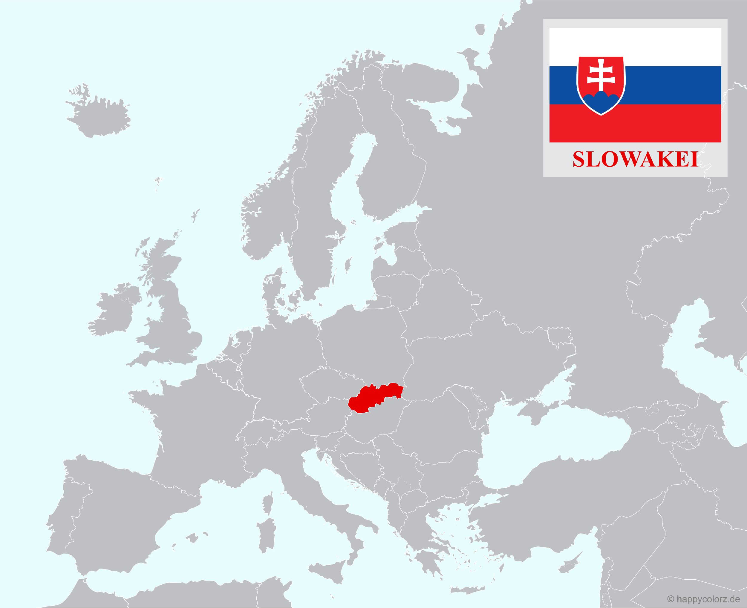 Europakarte mit Slowakei als hervorgehobenes Land